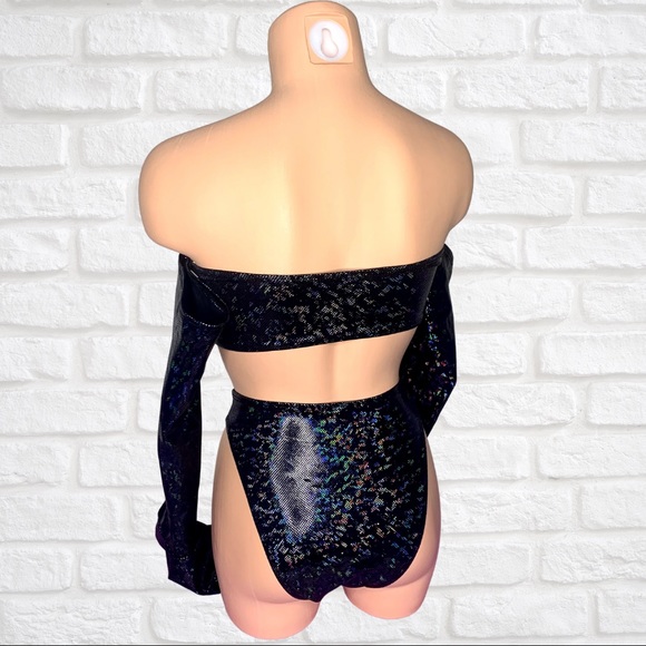 🪩 Holographic Lace Up Bikini | Rave, Festival Exotic Dancewear 🪩 - Picture 2 of 2